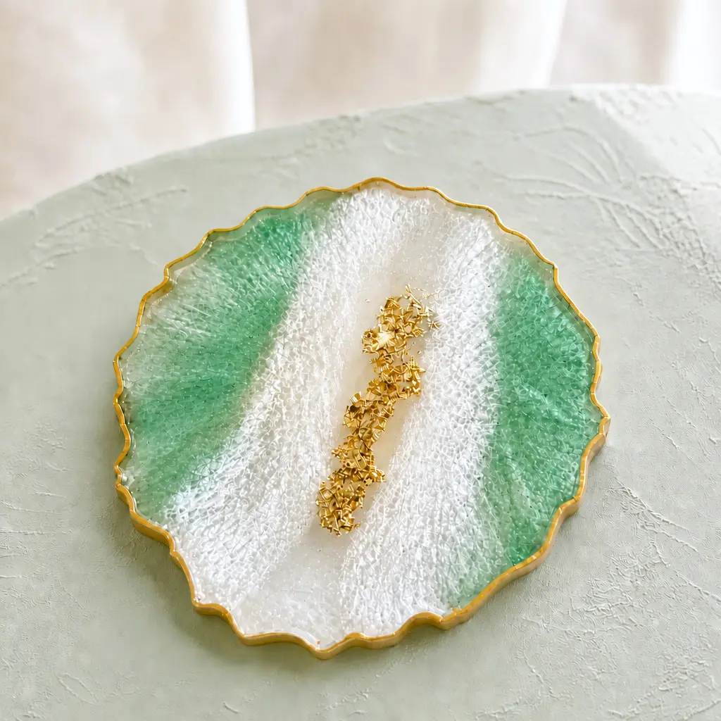 Gilded Jade Resin Coaster
