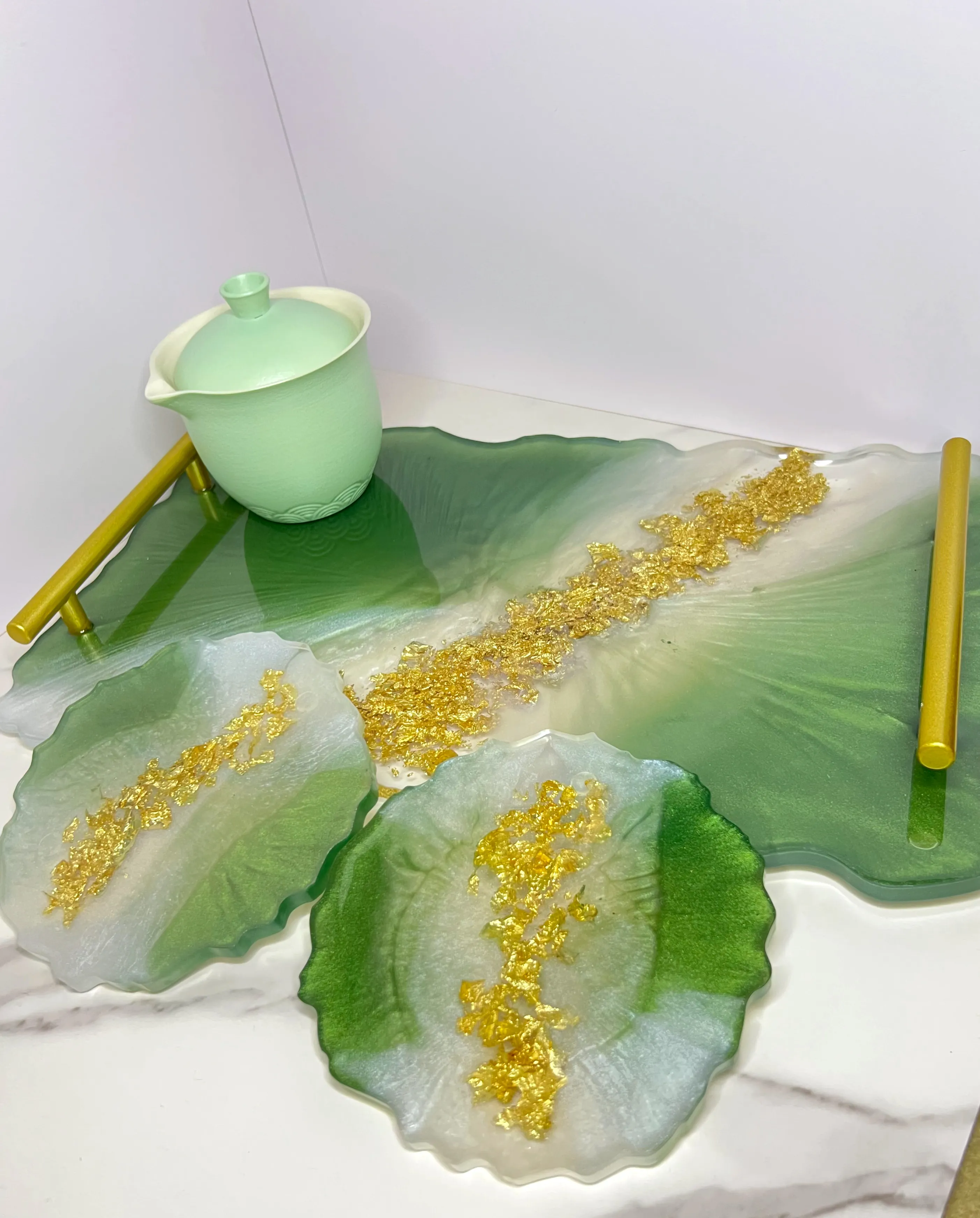 Gilded Jade Resin Vanity Tray — photo 2 of 2