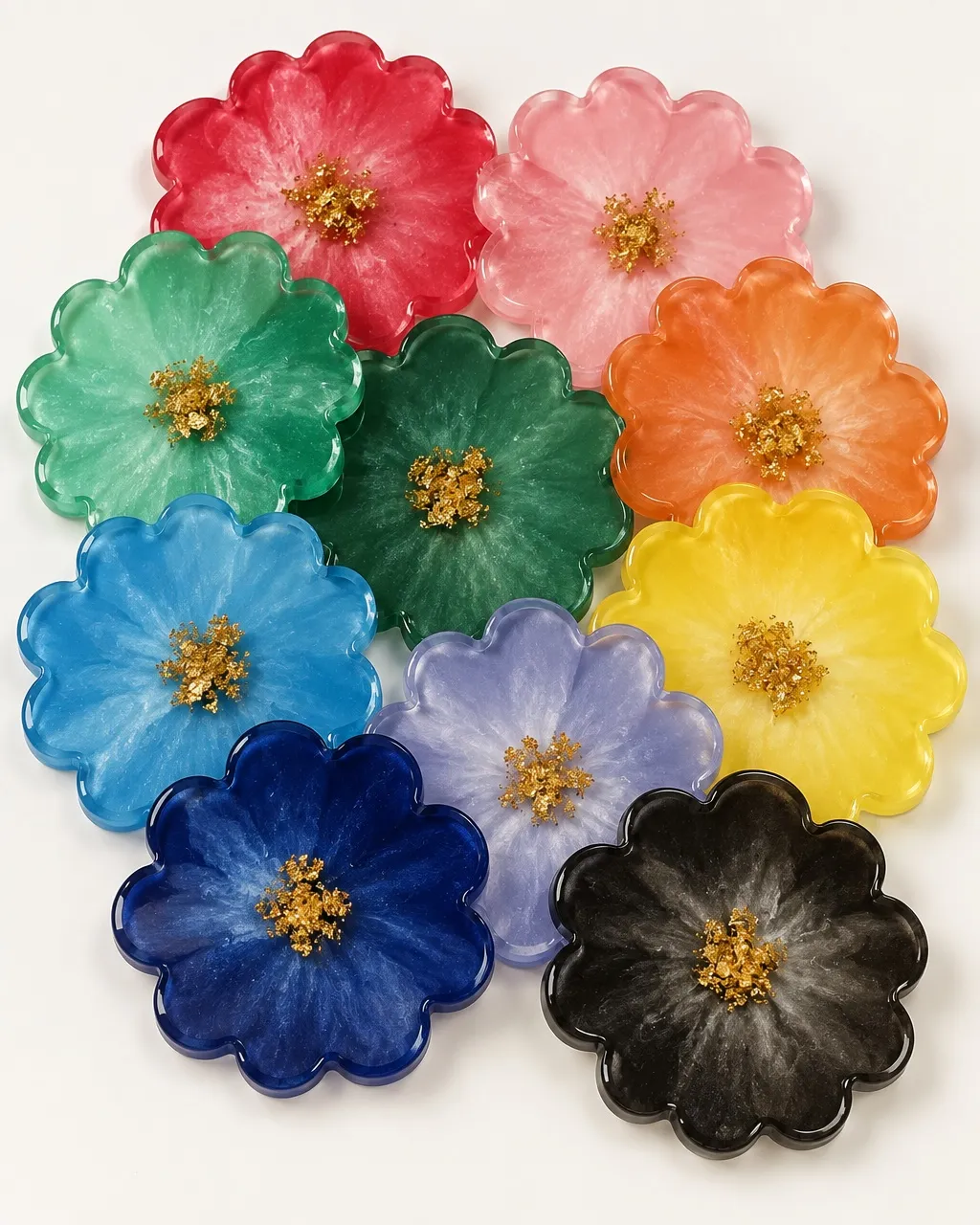 Rainbow Flower Resin Coaster